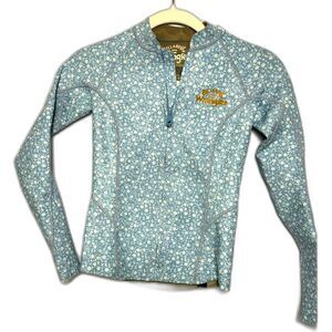 Billabong Rash Guard Women's Size 2 Blue White Wrangler Collab Swim Surf Beach